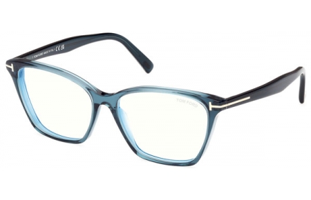 Lunettes de vue - Tom Ford - FT5949-B - 092  SHINY TRANSPARENT BLUE