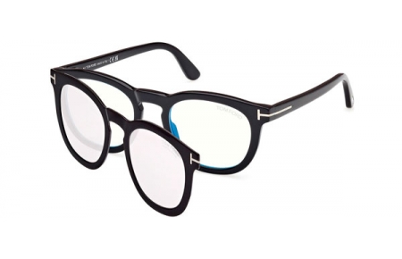 Lunettes de vue - Tom Ford - FT5993-B - 005 SHINY BLACK // CLEAR + CLIP ON GREY PHOTOCROMIC