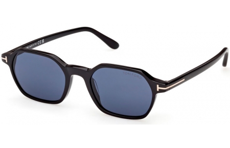 Lunettes de soleil - Tom Ford - JOEY-02 FT1301 - 01V  SHINY BLACK // BLUE