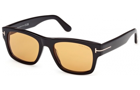 Sunglasses - Tom Ford - SMITH-02 FT1303 - 01E  SHINY BLACK // LIGHT BROWN