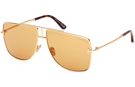 Lunettes de soleil - Tom Ford - ELIOTT-02 FT1307 - 30E  SHINY GOLD // LIGHT BROWN