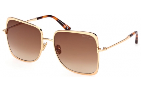 Sunglasses - Tom Ford - TARA-02 FT1319 - 30F  SHINY GOLD // BROWN GRADIENT