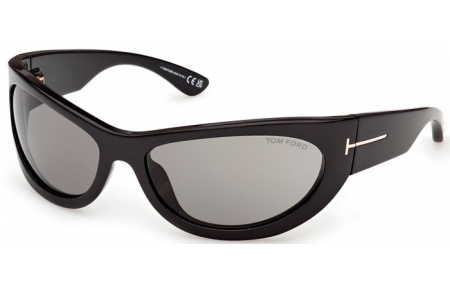 Lunettes de soleil - Tom Ford - LEONA-02 FT1365 - 01A  SHINY BLACK // GREY