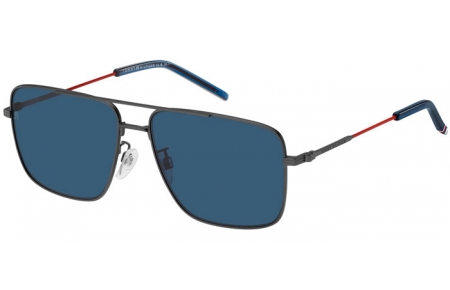 Lunettes de soleil - Tommy Hilfiger - TH 2110/S - R80 (KU) MATTE DARK RUTHENIUM // BLUE GREY