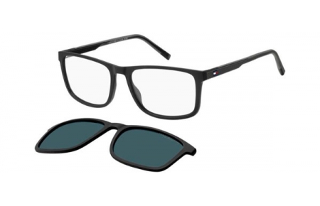 Lunettes de vue - Tommy Hilfiger - TH 2281/C - 08A (C3) BLACK GREY // CLEAR + CLIP ON BLUE POLARIZED