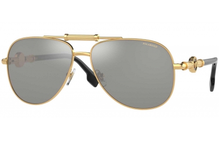Gafas de Sol - Versace - VE2236 - 1002Z3 GOLD // GREY MIRROR SILVER POLARIZED