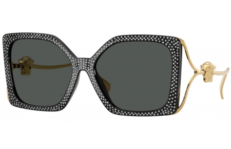 Gafas de Sol - Versace - VE4502U - 550787  BLACK STRASS CRYSTAL // DARK GREY