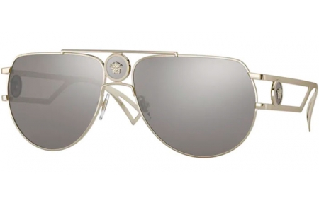 Sunglasses - Versace - VE2225 - 12526G PALE GOLD // LIGHT GREY MIRROR SILVER 80