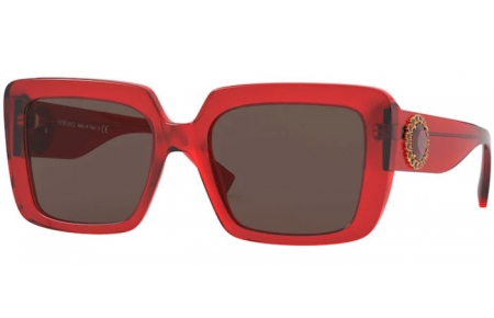 Lunettes de soleil - Versace - VE4384B - 528073 TRANSPARENT RED // BROWN