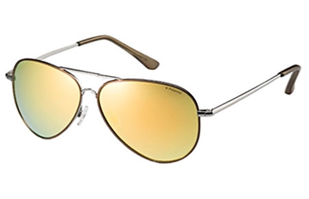 Lunettes de soleil - Polaroid - P4139 - QUH (LM) RUTHENIUM LIME // GREY GOLD MIRROR POLARIZED