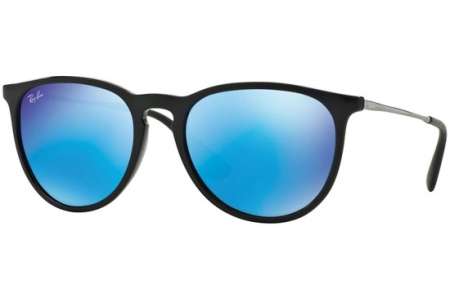 Sunglasses - Ray-Ban® - Ray-Ban® RB4171 ERIKA - 601/55 BLACK // LIGHT GREEN MIRROR BLUE
