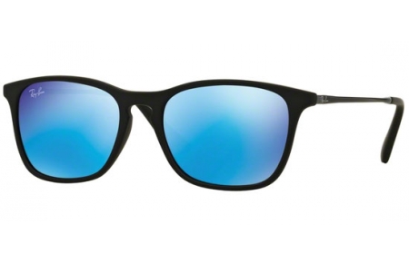 Frames Junior - Ray-Ban® Junior Collection - RJ9061S - 700555 RUBBER BLACK // LIGHT GREEN MIRROR BLUE