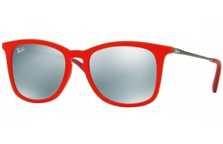 Frames Junior - Ray-Ban® Junior Collection - RJ9063S - 701030 TRANSPARENT RED RUBBER // GREEN MIRROR SILVER