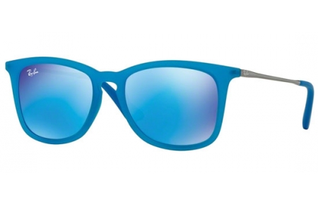 Lunettes Junior - Ray-Ban® Junior Collection - RJ9063S - 701155 AZURE FLUO TRANSPARENT RUBBER // LIGHT GREEN MIRROR BLUE