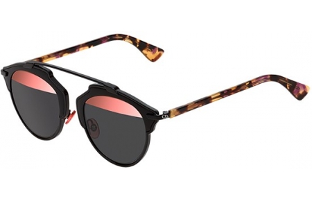 Gafas de Sol - Dior - DIORSOREAL - NT1 (ZJ) SHINY BLACK BLONDE HAVANA // GREY ROSE MIRROR