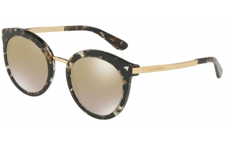 Lunettes de soleil - Dolce & Gabbana - DG4268 - 911/6E CUBE BLACK GOLD // GRADIENT LIGHT BROWN MIRROR GOLD