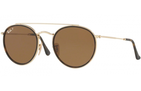 Sunglasses - Ray-Ban® - Ray-Ban® RB3647N ROUND DOUBLE BRIDGE - 001/57 GOLD // BROWN POLARIZED