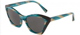 Sunglasses - Alain Mikli - A05056 AMBRETTE - 004/S4 TEAL METALLIC HORN NOIR MIKLI // GREY