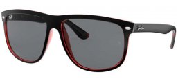 Gafas de Sol - Ray-Ban - Ray-Ban® RB4147 BOYFRIEND - 617187 TOP MATTE BLACK ON RED TRANSPARENT // DARK GREY