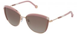 Sunglasses - Carolina Herrera - SHE149 - 300X  SHINY ROSE GOLD PINK // BROWN GRADIENT SILVER MIRROR