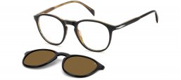 Monturas - David Beckham Eyewear - DB 1018/C - 05K (SP) BLACK STRIPED BROWN // CLEAR + CLIP ON BRONZE POLARIZED