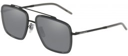 Sunglasses - Dolce & Gabbana - DG2220 - 11066G MATTE BLACK TRANSPARENT GREY // LIGHT GREY MIRROR BLACK