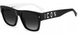 Lunettes de soleil - Dsquared2 - ICON 0004/S - 80S (9O) BLACK WHITE // DARK GREY GRADIENT