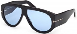 Gafas de Sol - Tom Ford - FT1044 BRONSON - 01V  SHINY BLACK // BLUE