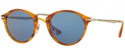 Lunettes de soleil - Persol - PO3166S - 960/56 STRIPED BROWN // LIGHT BLUE