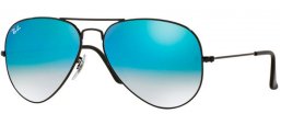 Sunglasses - Ray-Ban® - Ray-Ban® RB3025 AVIATOR LARGE METAL - 002/4O SHINY BLACK // MIRROR BLUE GRADIENT