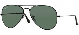 Sunglasses - Ray-Ban® - Ray-Ban® RB3025 AVIATOR LARGE METAL - 002/58  BLACK // CRYSTAL GREEN POLARIZED