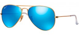 Gafas de Sol - Ray-Ban® - Ray-Ban® RB3025 AVIATOR LARGE METAL - 112/4L  MATTE GOLD // BLUE MIRROR POLARIZED