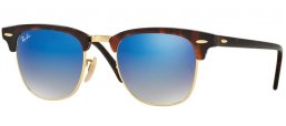 Sunglasses - Ray-Ban® - Ray-Ban® RB3016 CLUBMASTER - 990/7Q SHINY RED HAVANA // BLUE FLASH GRADIENT