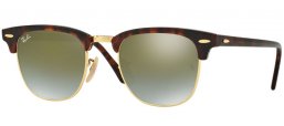 Sunglasses - Ray-Ban® - Ray-Ban® RB3016 CLUBMASTER - 990/9J SHINY RED HAVANA // GREEN FLASH GRADIENT