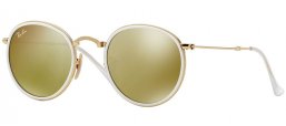Lunettes de soleil - Ray-Ban® - Ray-Ban® RB3517 ROUND FOLDING - 001/93 WHITE GOLD // BROWN MIRROR GOLD