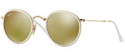 Gafas de Sol - Ray-Ban® - Ray-Ban® RB3517 ROUND FOLDING - 001/93 WHITE GOLD // BROWN MIRROR GOLD