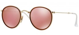 Lunettes de soleil - Ray-Ban® - Ray-Ban® RB3517 ROUND FOLDING - 001/Z2 BURGUNDY GOLD // BROWN MIRROR PINK