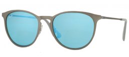 Sunglasses - Ray-Ban® - Ray-Ban® RB3539 ERIKA METAL - 9015B4 RUBBER GUNMETAL // GREEN LIGHT FLASH BLUE