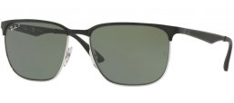 Sunglasses - Ray-Ban® - Ray-Ban® RB3569 - 90049A SILVER TOP SHINY BLACK // DARK GREEN POLARIZED