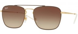 Sunglasses - Ray-Ban® - Ray-Ban® RB3588 - 905513 GOLD TOP  ON BROWN // BROWN GRADIENT DARK BROWN