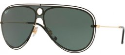 Sunglasses - Ray-Ban® - Ray-Ban® RB3605N - 187/71 TOP SHINY BLACK ON GOLD // DARK GREEN