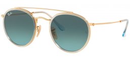 Sunglasses - Ray-Ban® - Ray-Ban® RB3647N ROUND DOUBLE BRIDGE - 91233M GOLD // BLUE GREY GRADIENT
