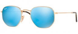 Sunglasses - Ray-Ban® - Ray-Ban® RB3548N HEXAGONAL - 001/9O GOLD // LIGHT BLUE FLASH
