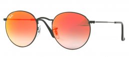 Lunettes de soleil - Ray-Ban® - Ray-Ban® RB3447 ROUND METAL - 002/4W SHINY BLACK // MIRROR GRADIENT RED