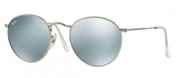 Sunglasses - Ray-Ban® - Ray-Ban® RB3447 ROUND METAL - 019/30 MATTE SILVER // LIGHT GREEN MIRROR SILVER