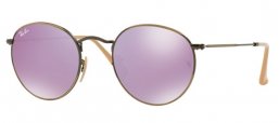 Sunglasses - Ray-Ban® - Ray-Ban® RB3447 ROUND METAL - 167/4K DEMIGLOS BRUSCHED BRONZE // LILLAC MIRROR