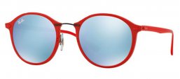 Sunglasses - Ray-Ban® - Ray-Ban® RB4242 ROUND II LIGHT RAY - 764/30 SHINY RED // GREEN MIRROR SILVER