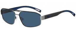 Sunglasses - HUGO Hugo Boss - HG 1368/S - SVK (KU) MATTE RUTHENIUM BLACK // BLUE