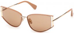 Sunglasses - MaxMara - MM0141 MENTON-3 - 45E  SHINY GOLD LIGHT BROWN // LIGHT BROWN