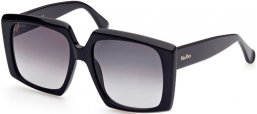 Sunglasses - MaxMara - MM0024 LOGO6 - 01B  SHINY BLACK // GREY GRADIENT